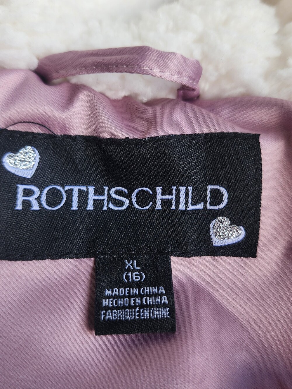 Rothschild Youth Girls Satin Quilted Faux Fur Puffer Jacket Full Zip Sz XL (16) - Picture 6 of 16